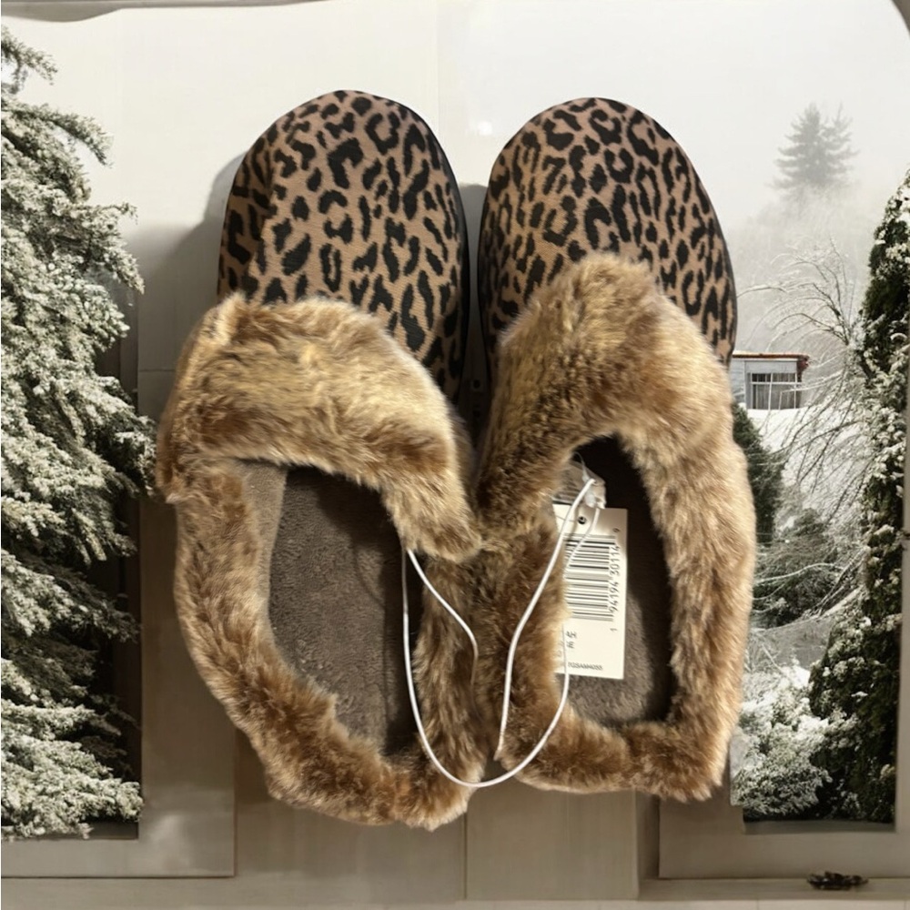Cheetah Isotoner Faux Fur Slippers XL 9.5-10